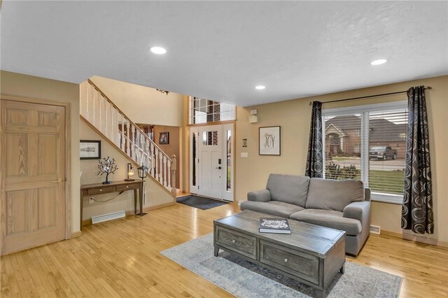 living room featuring light hardwood / wood-style floors