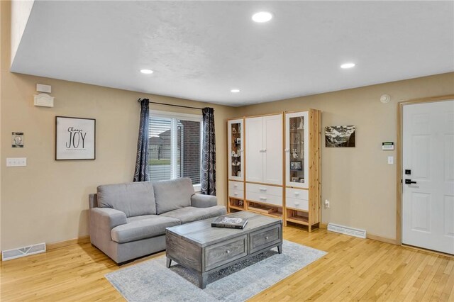 living room featuring light hardwood / wood-style flooring