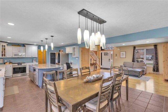 dining room with light tile patterned floors