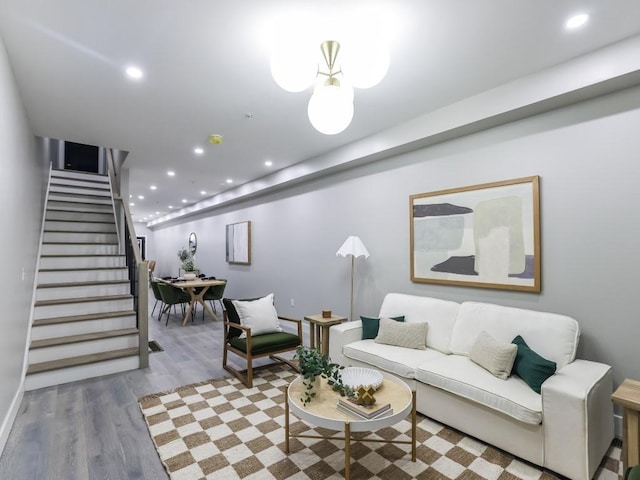 living room with hardwood / wood-style flooring