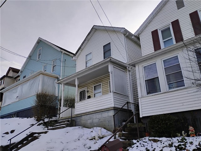 view of snow covered exterior