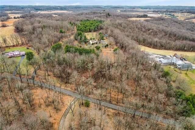 birds eye view of property featuring a rural view