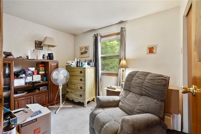 living area with light carpet