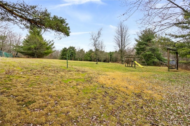 view of yard with a playground