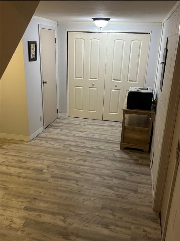 hallway featuring light wood-type flooring