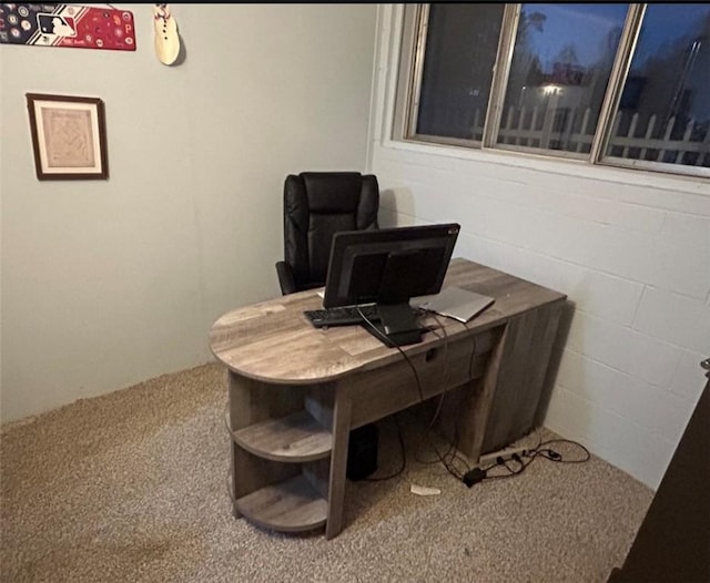 view of carpeted office space