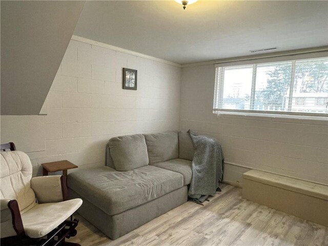 living room featuring light wood-type flooring