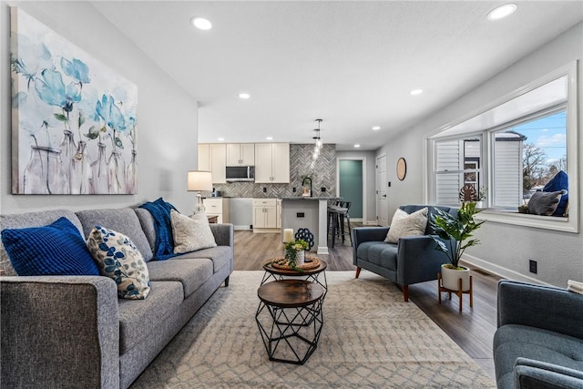 living room featuring light hardwood / wood-style floors