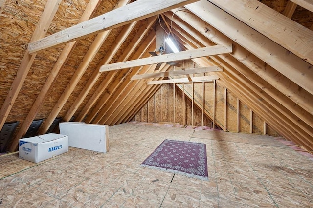 view of unfinished attic