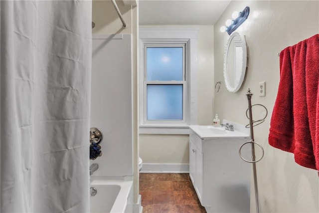 bathroom featuring vanity and shower / bathing tub combination