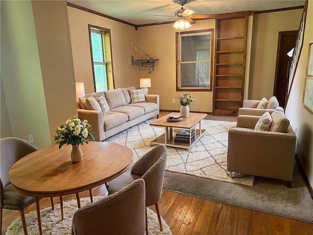 119 Whitestown Rd, Twp Of But Se, PA 16045 - living area featuring crown molding, hardwood / wood-style floors, and ceiling fan