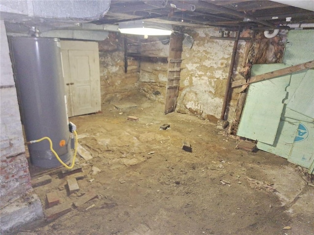 basement with gas water heater