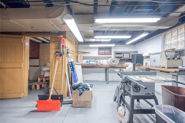 interior space featuring concrete floors