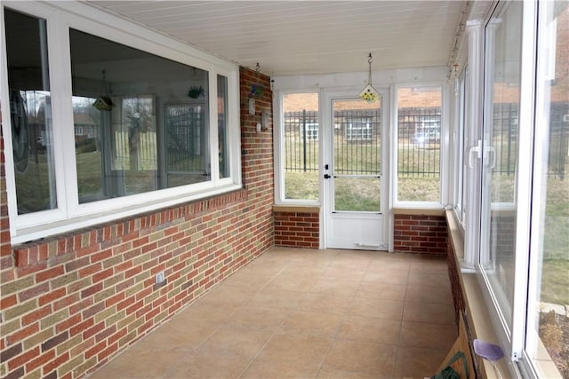 view of unfurnished sunroom