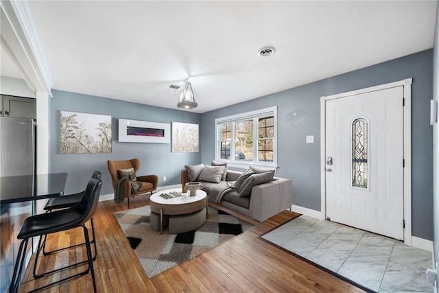 living room featuring light hardwood / wood-style floors