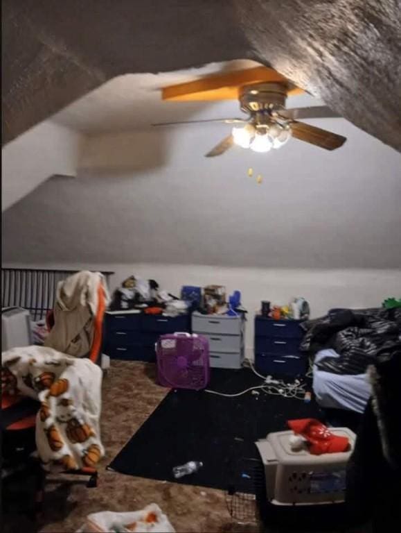 additional living space featuring ceiling fan