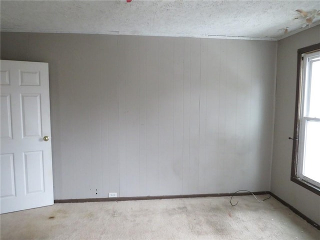 carpeted spare room featuring a wealth of natural light and baseboards