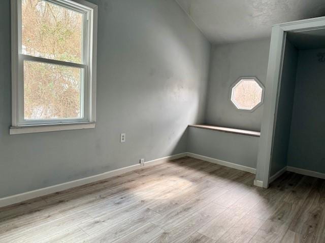 empty room with light wood-type flooring