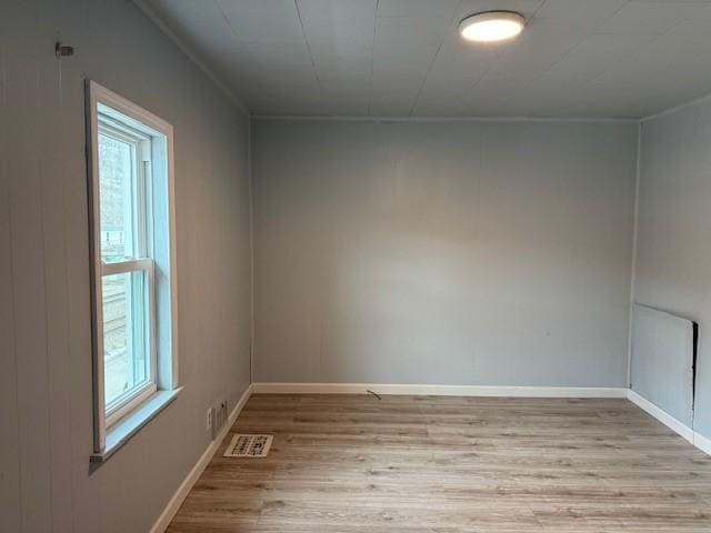 spare room with plenty of natural light and light hardwood / wood-style floors