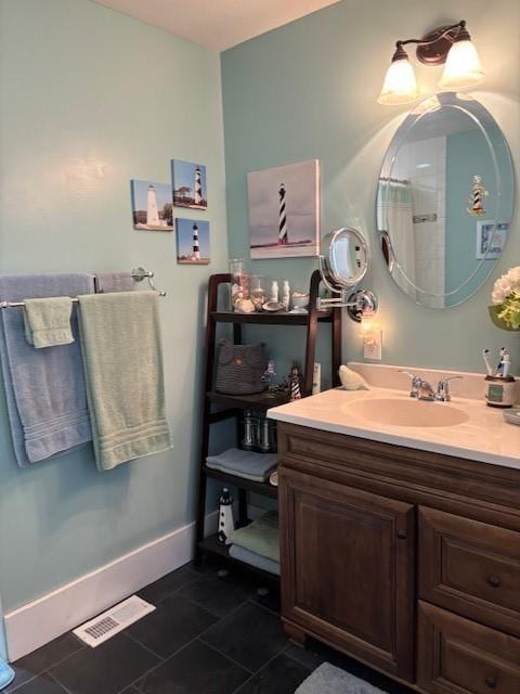 bathroom featuring vanity and tile patterned floors