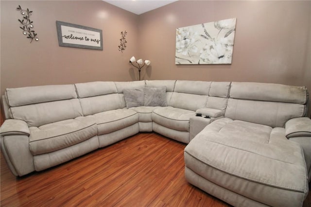 living room with hardwood / wood-style flooring