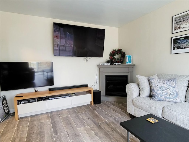 living room with hardwood / wood-style floors