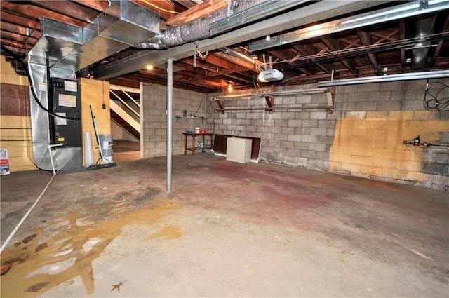 basement with heating unit