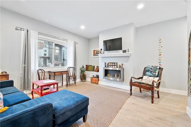 living room with light wood-type flooring