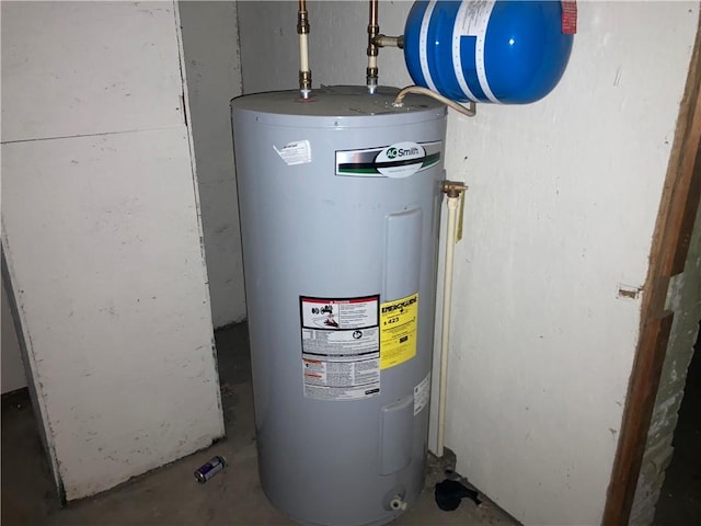 utility room with electric water heater