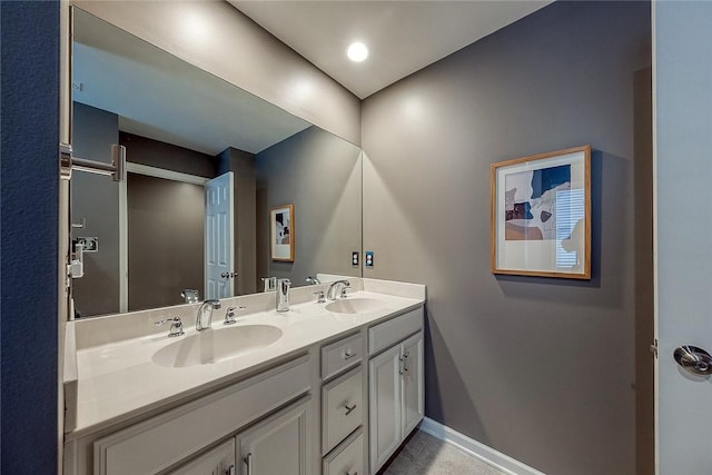 bathroom featuring vanity and tile patterned floors