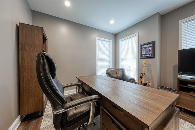 office featuring light hardwood / wood-style flooring