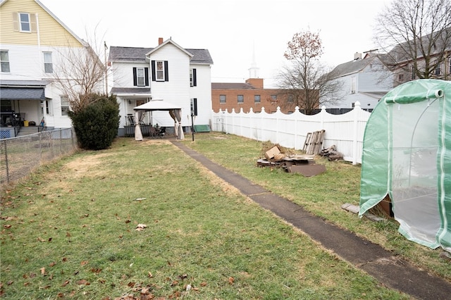 view of yard with a gazebo