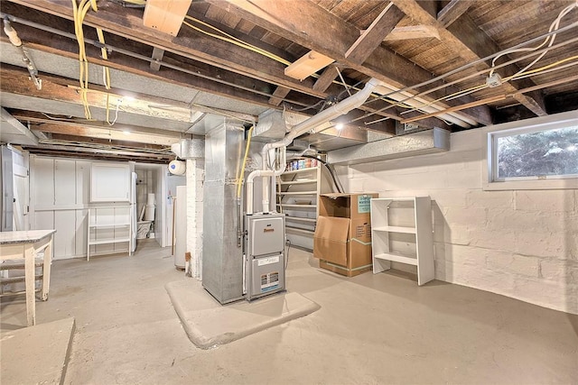 basement with heating unit