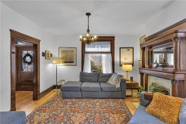 living room featuring a healthy amount of sunlight and light wood-type flooring