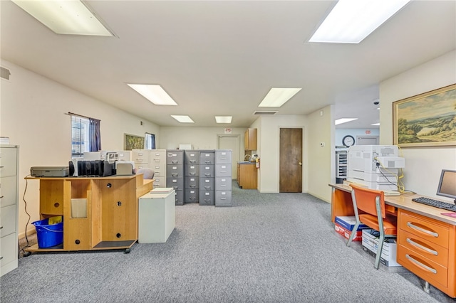 office space with light carpet