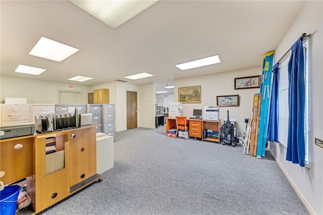 view of carpeted home office