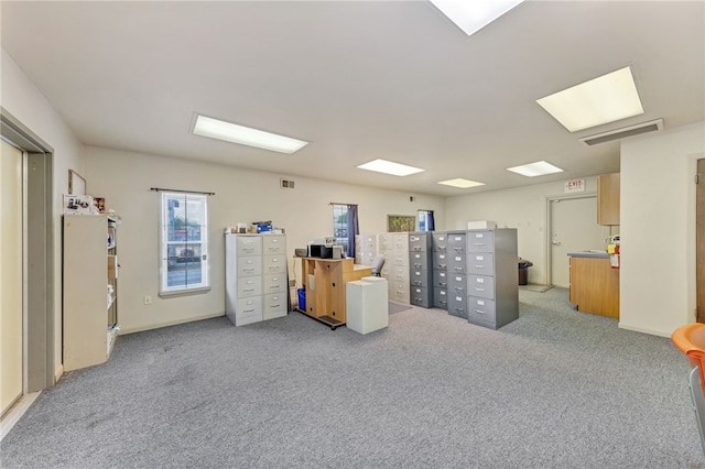 office featuring light colored carpet