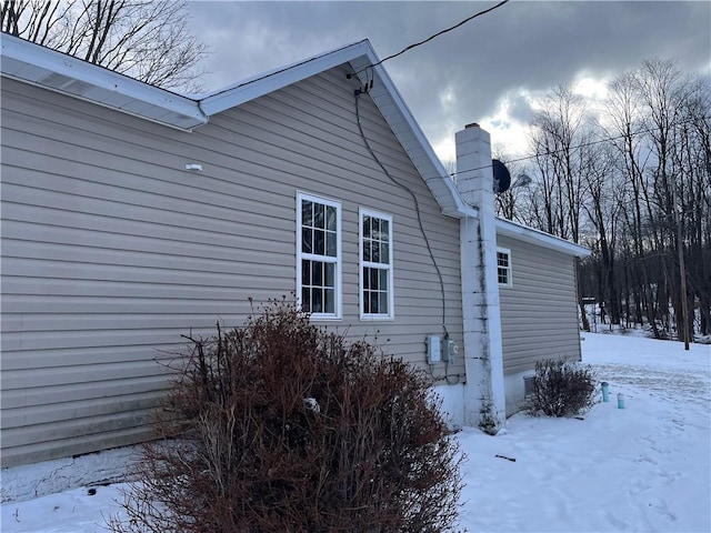 view of snow covered exterior