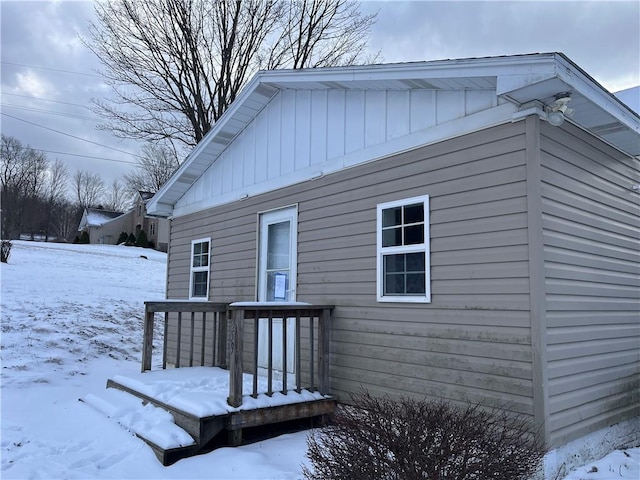 view of snow covered property