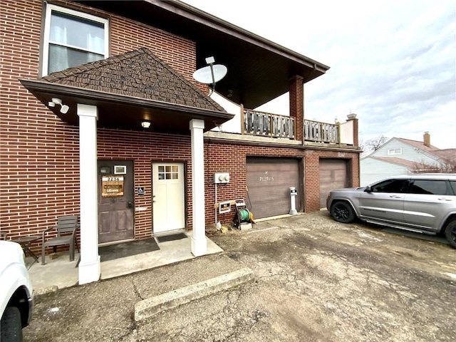 exterior space featuring a garage