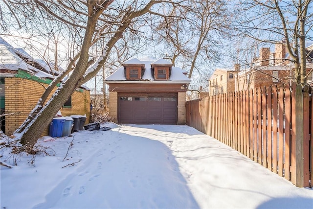 exterior space featuring a garage