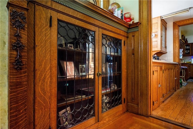 doorway to outside featuring hardwood / wood-style flooring