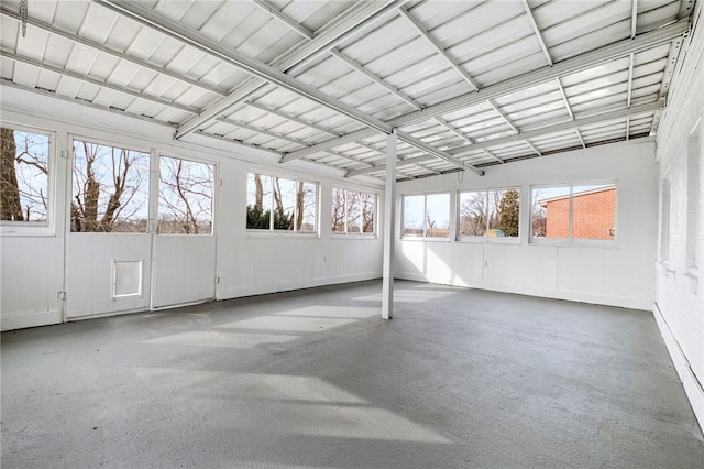 view of unfurnished sunroom