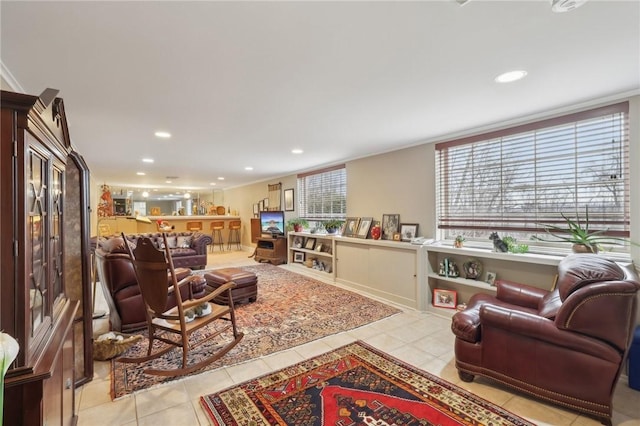 view of tiled living room