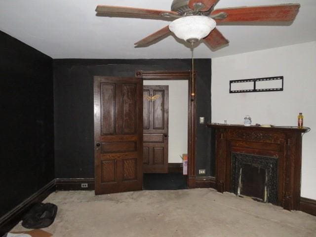 living room with ceiling fan