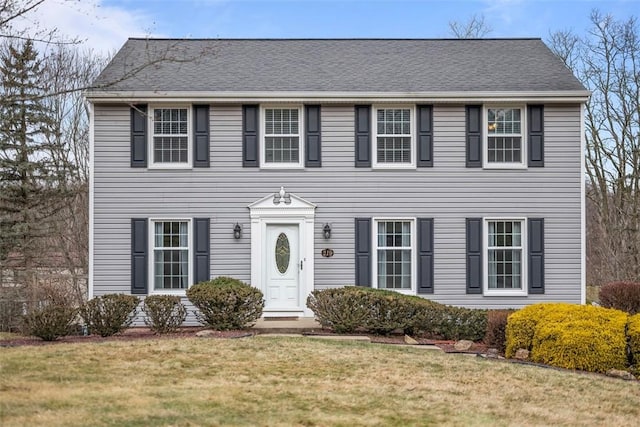 colonial house with a front lawn