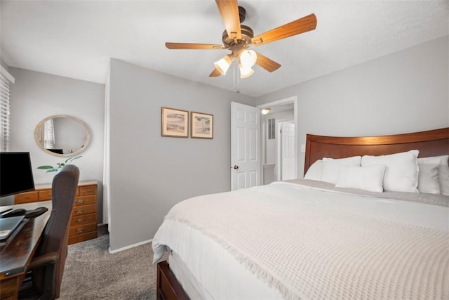 bedroom with carpet and ceiling fan