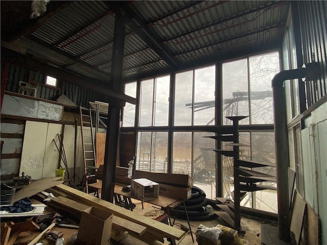 miscellaneous room featuring a wall of windows