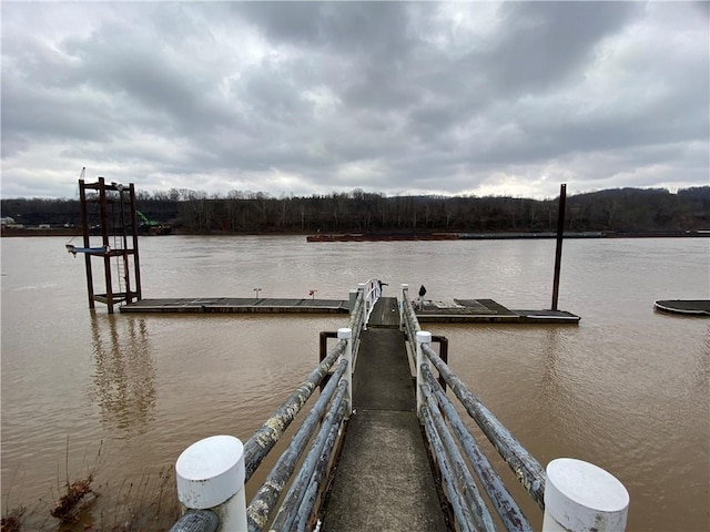 view of dock featuring a water view