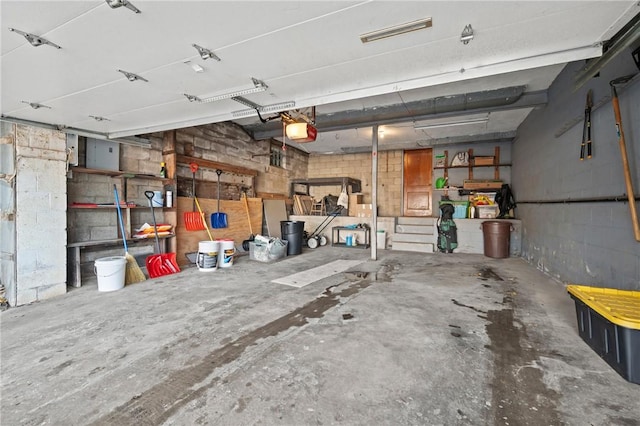 garage with a garage door opener